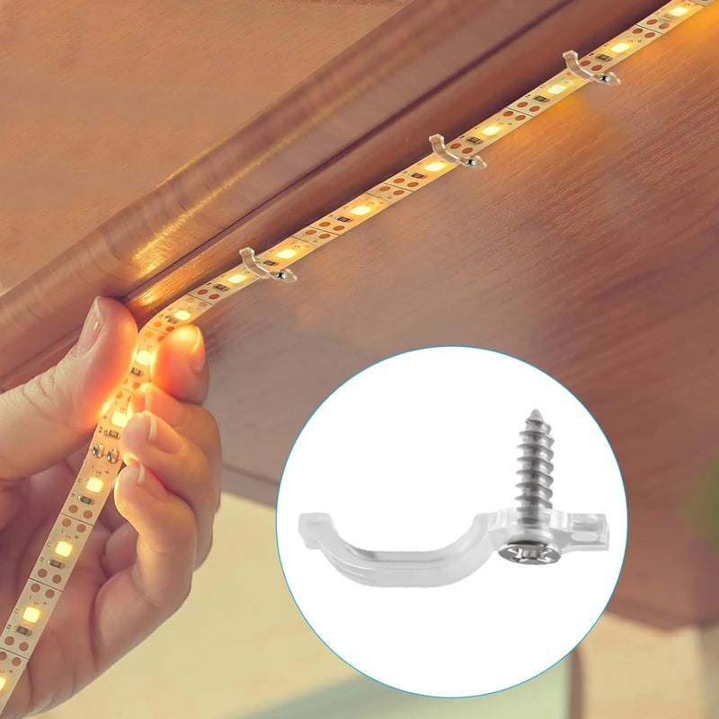 HexinYigjly 100 Pcs Strip Light Mounting Brackets, 10mm Outdoor LED Strip Light Mounting Clips, Led Light Strip Clips, One-Side Fixing Clips Brackets for 10mm Wide Waterproof Strip Lights, with 100 Screws - Image 3